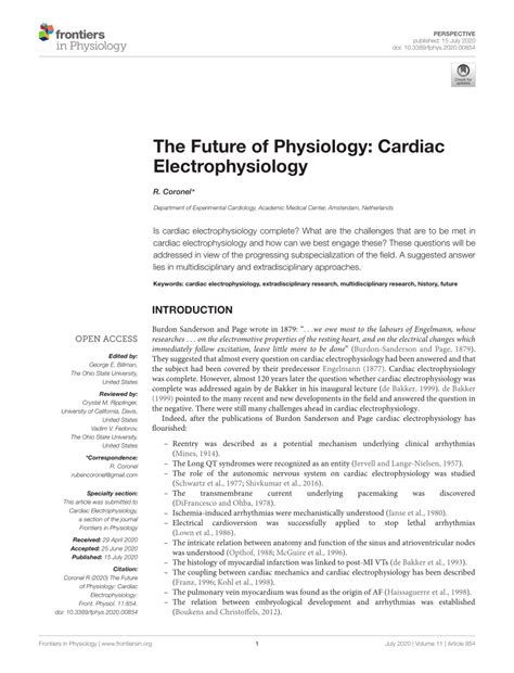 The Future of Physiology: Cardiac Electrophysiology .
